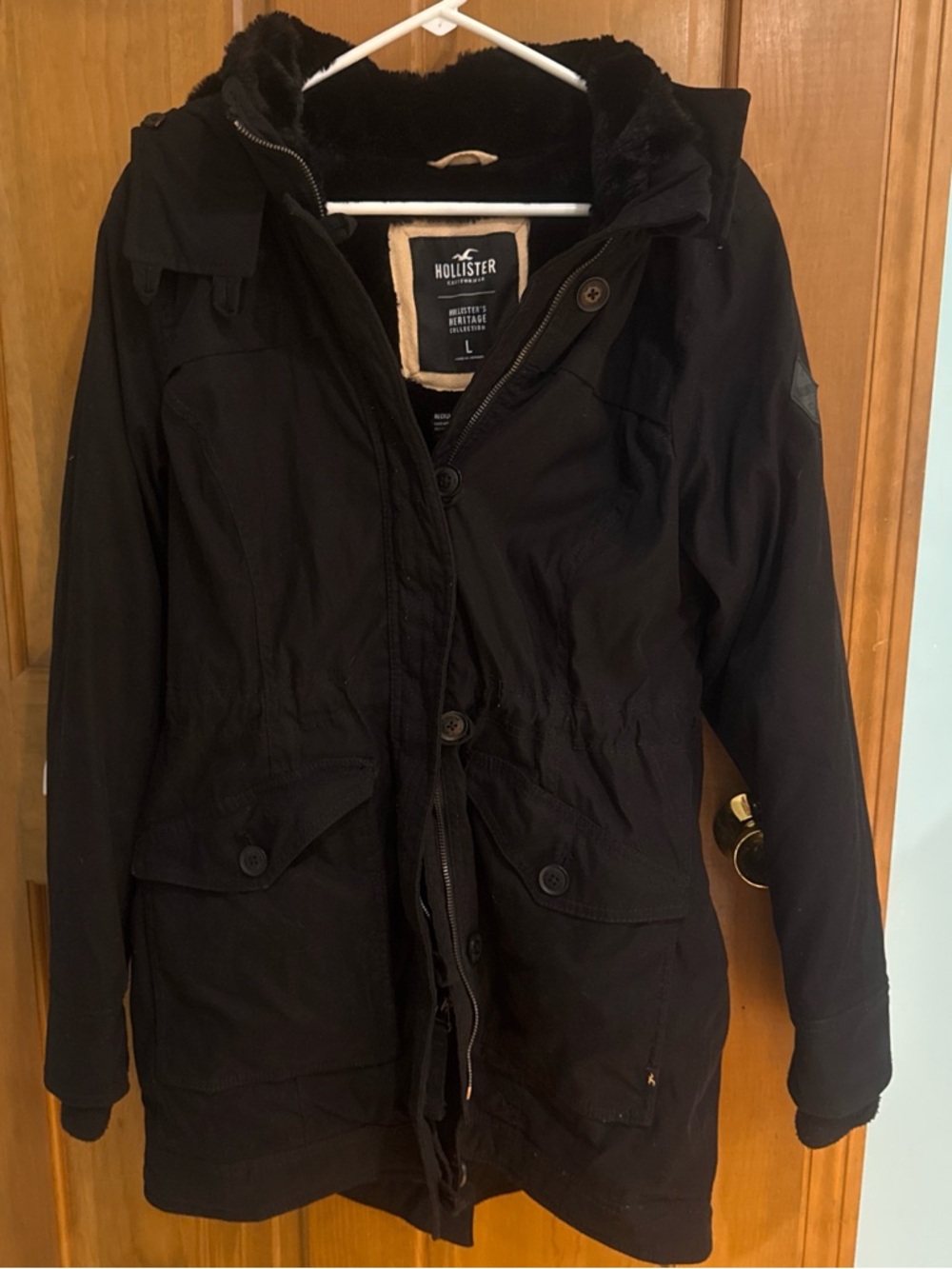 Hollister Black Hooded Utility Parka